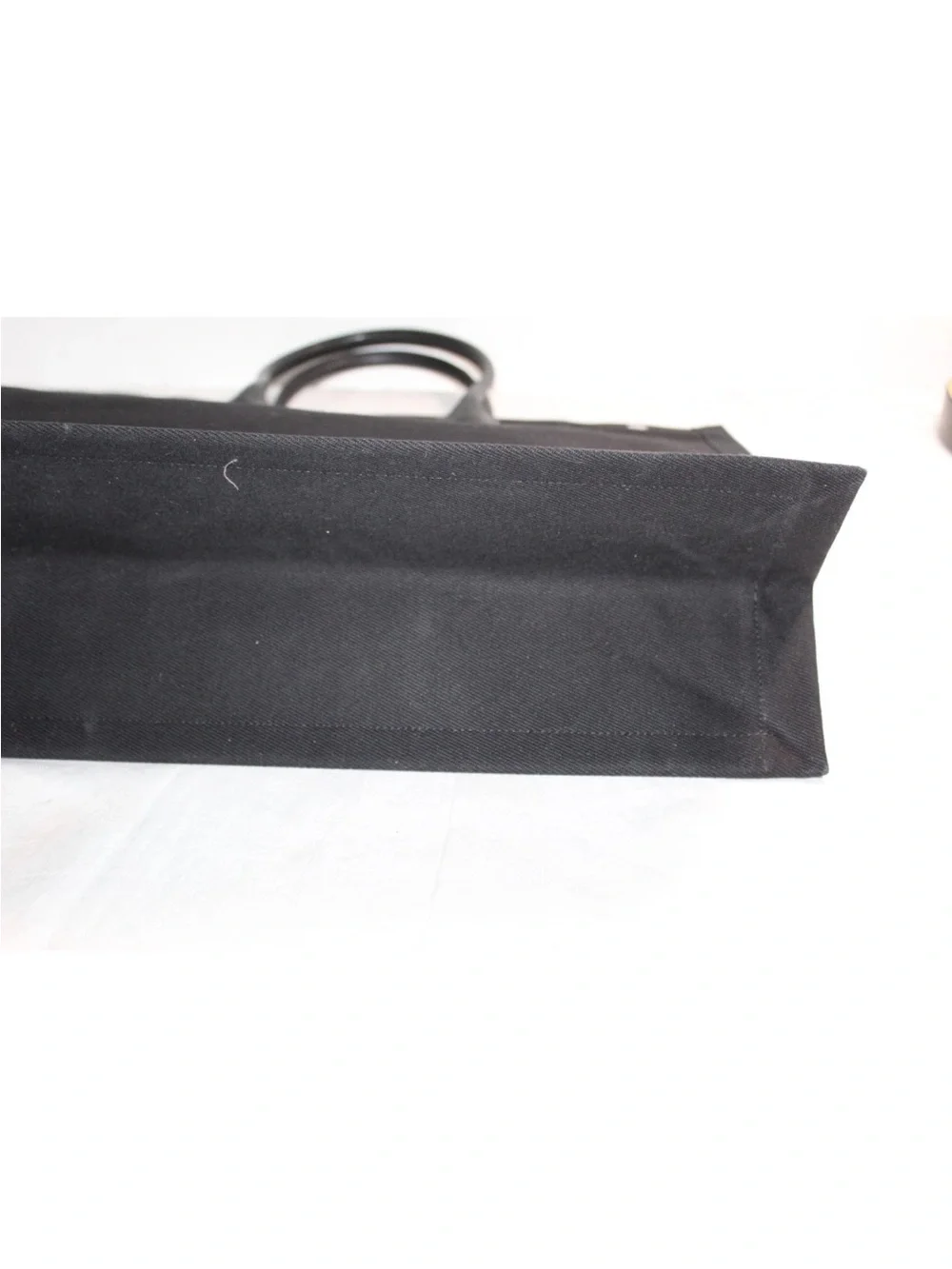 Saint Laurent Black Canvas Rive Gauche Tote with White Logo